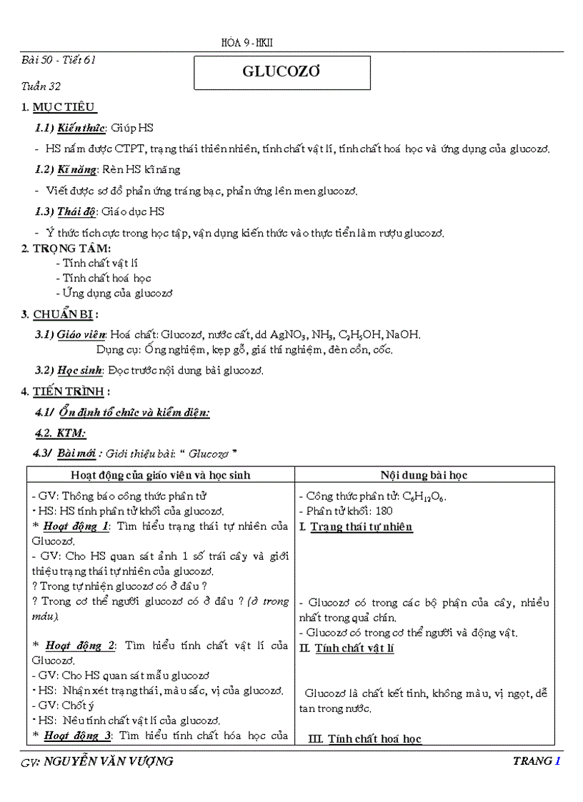 Tiết 61 glucoso