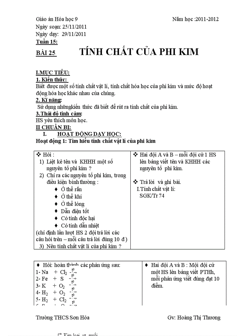 Tiết 30 tính chất hóa học của phi kim