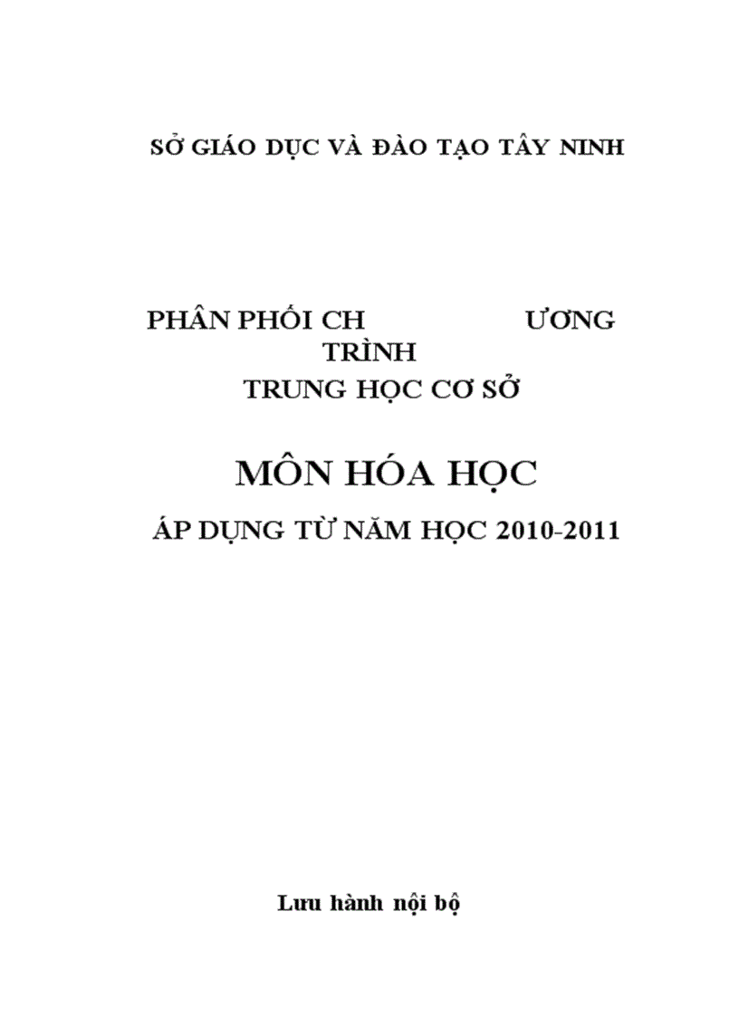 Phân phối chương trình Môn Hóa THCS