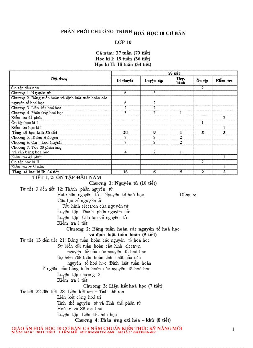 Hóa học 10 CB