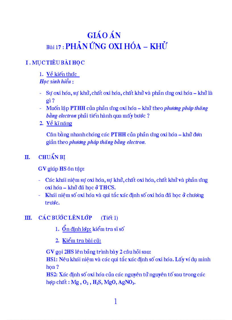 Phản ứng oxi hóa khử