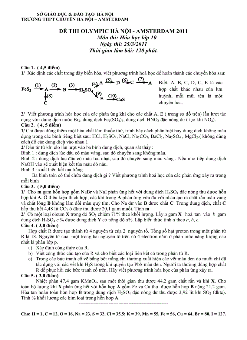 De Hoa 10 Olympic 2011