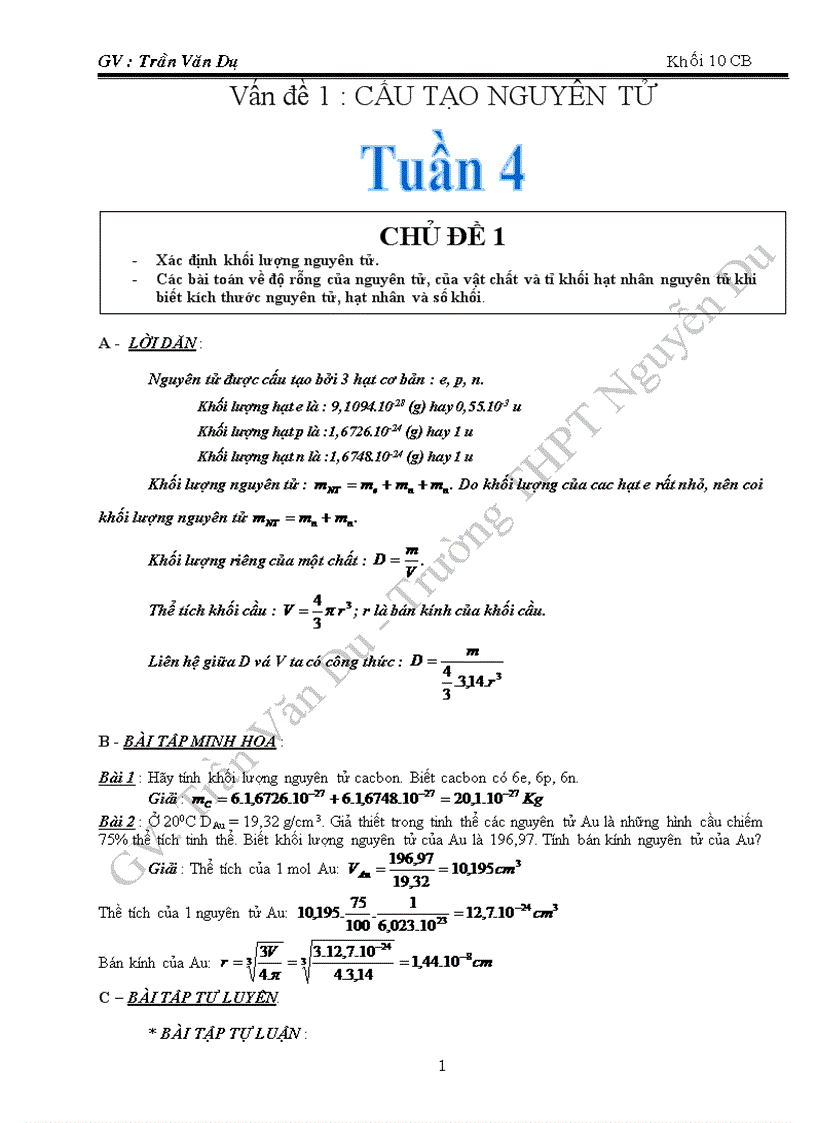 Giáo án phụ đạo hóa 10CB