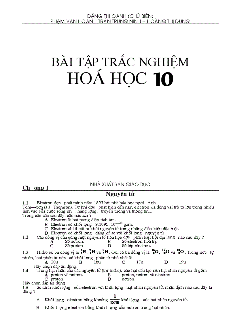 Trắc nghiệm HH 10 Chương 1