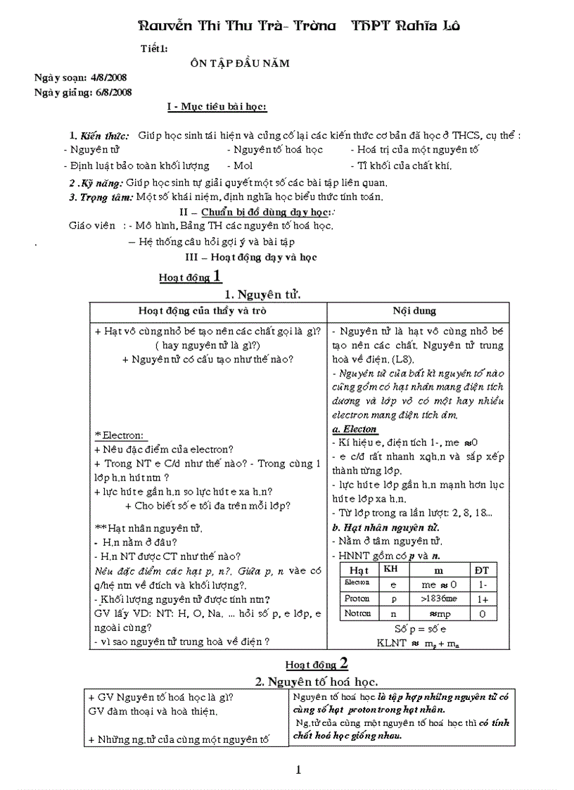 Tập giáo án hóa học 10b