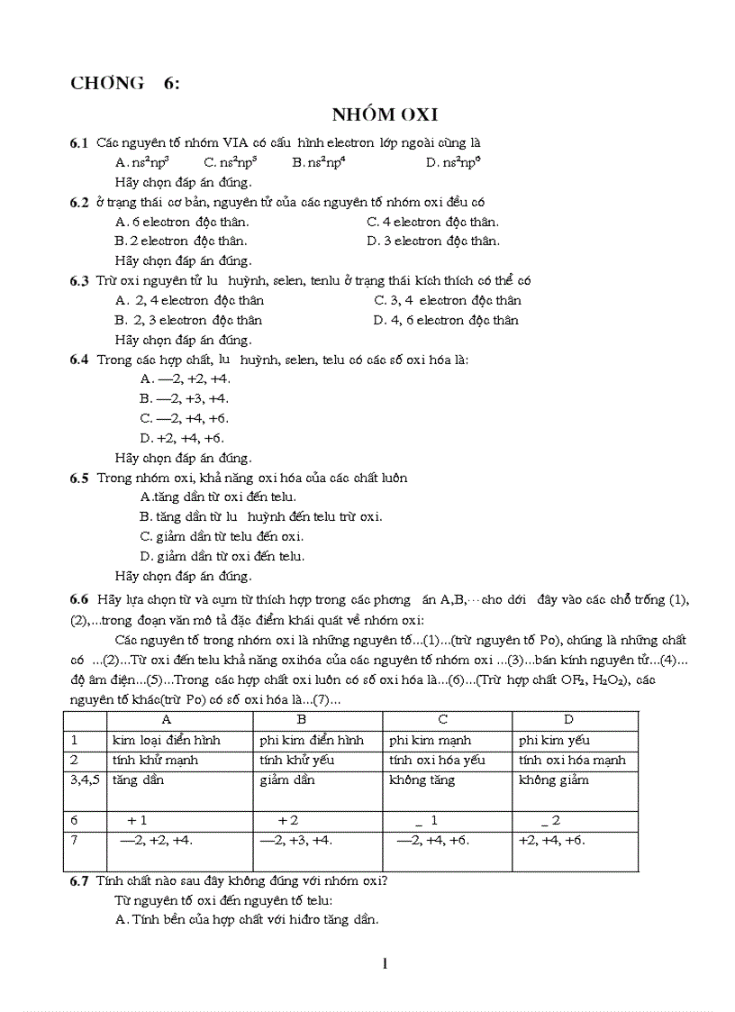 Trắc nghiệm HH 10 Chương 6