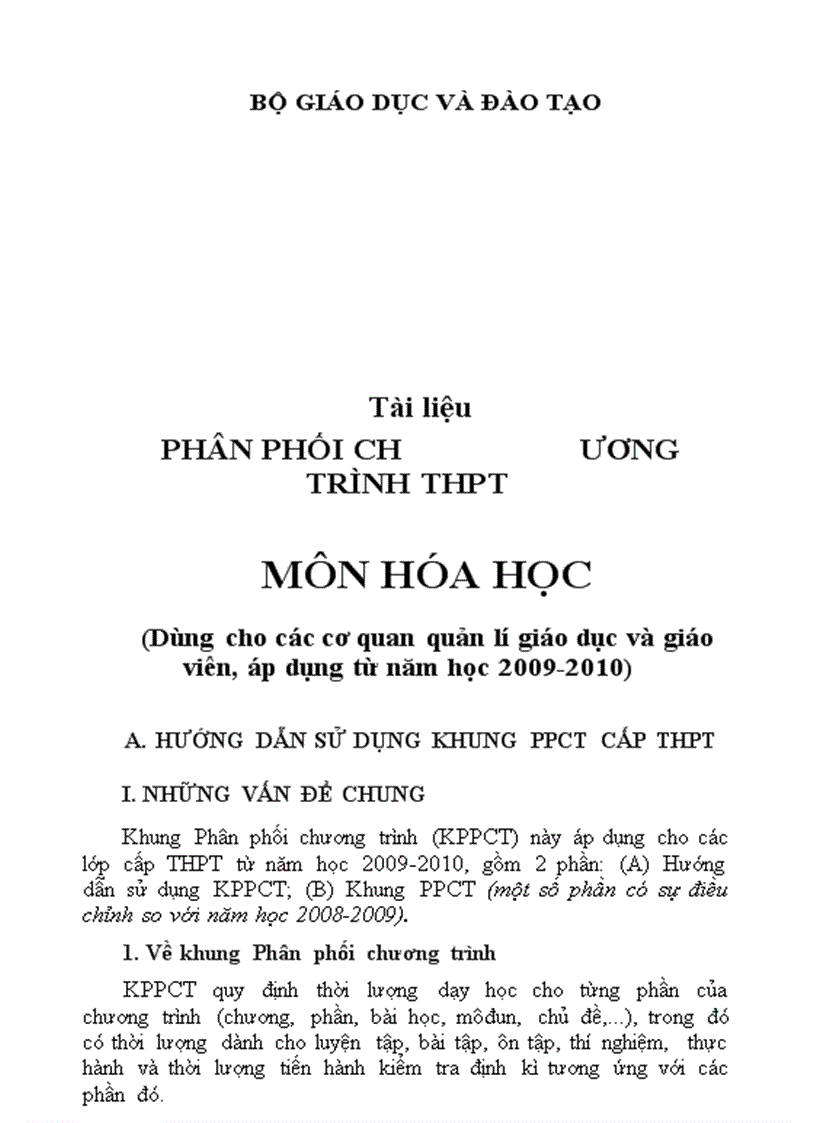 Phan phoi chuong trinh hoa THPT