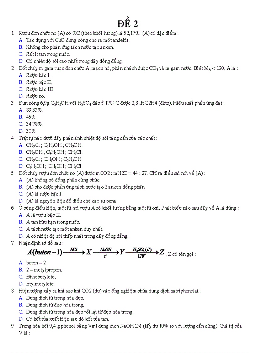 Đề 2 BT trắc nghiệm