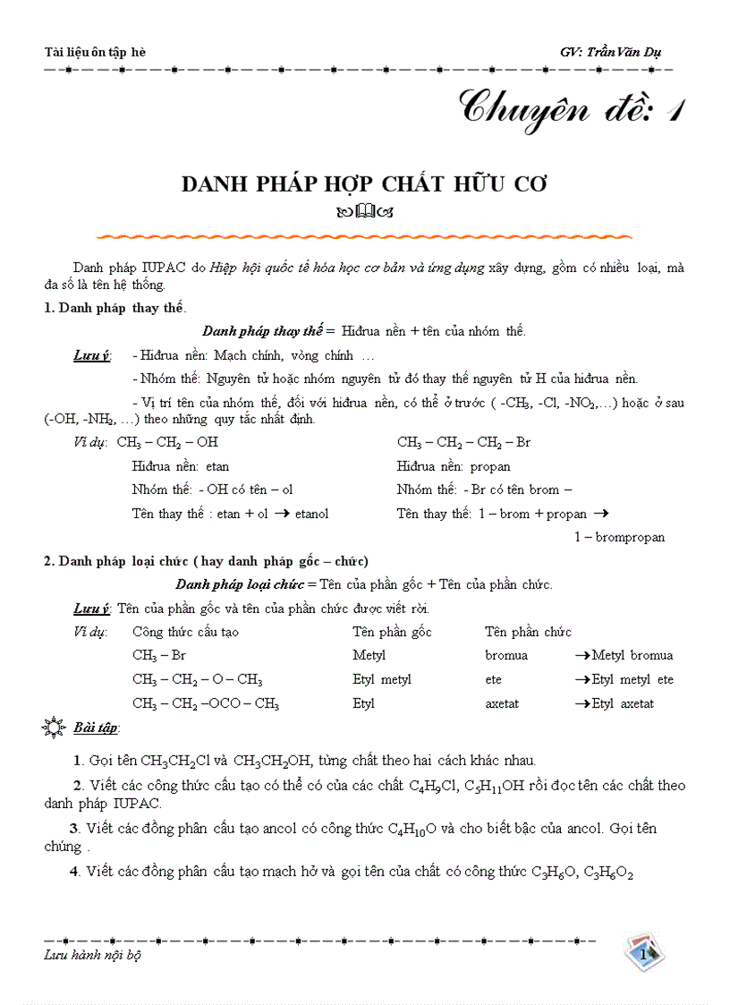 Chuên đề DXHal Ancol Phenol