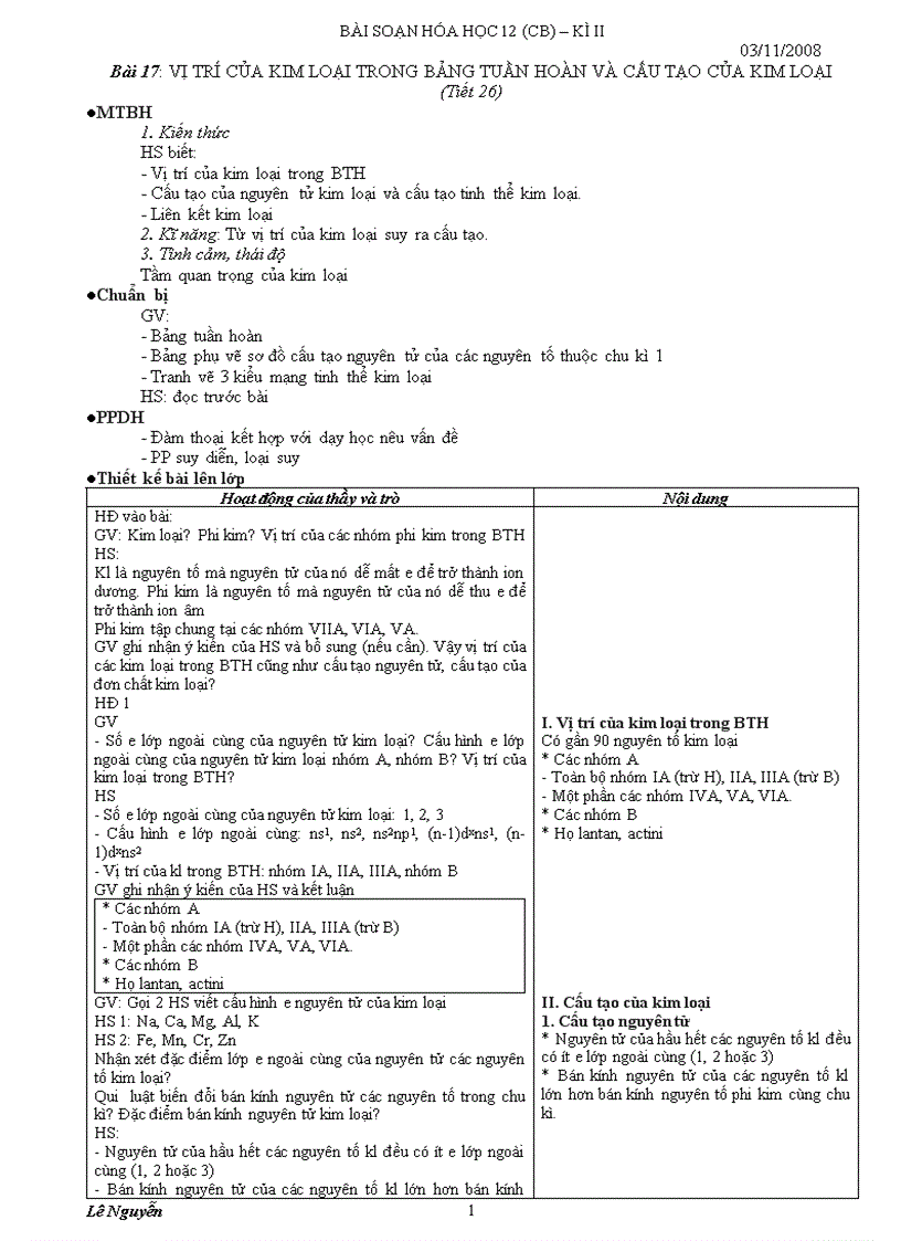 Bài soạn hóa học 12 cb kì ii