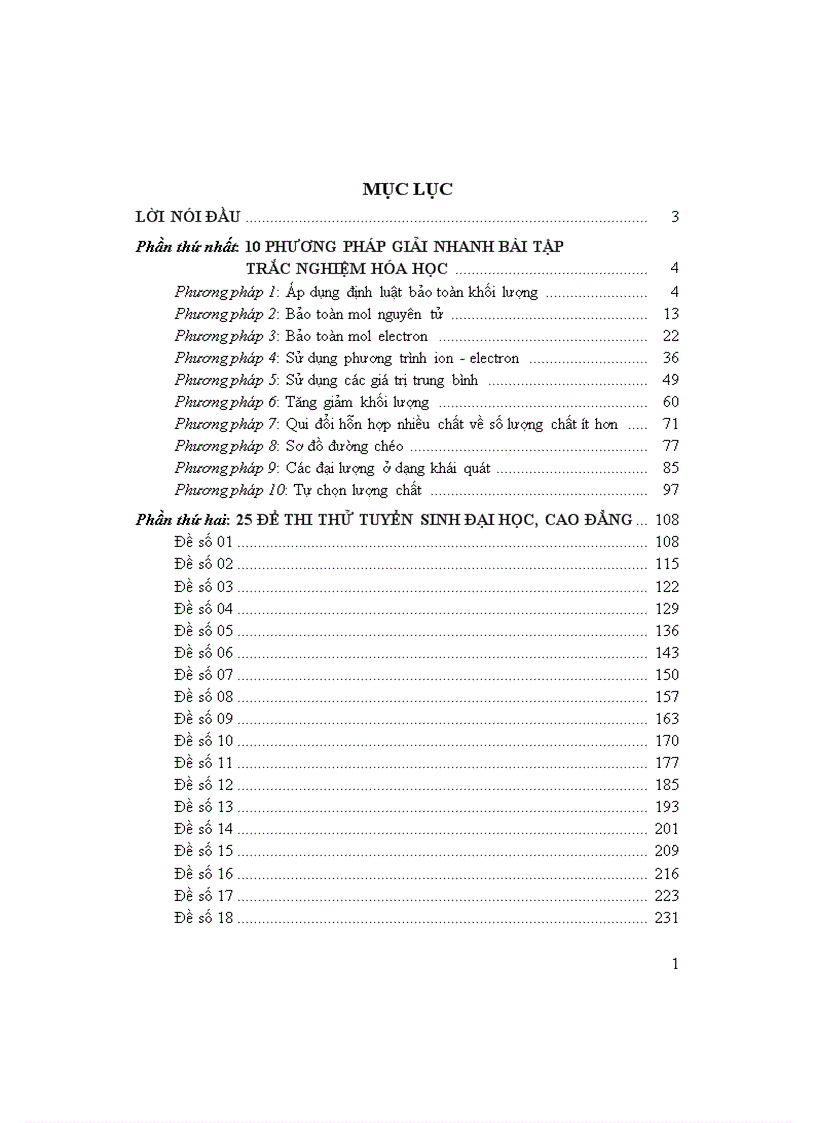 10 phương pháp giải nhanh trắc nghiệm hóa học và 25 đề thi thử tuyển sinh đại học và cao đẳng