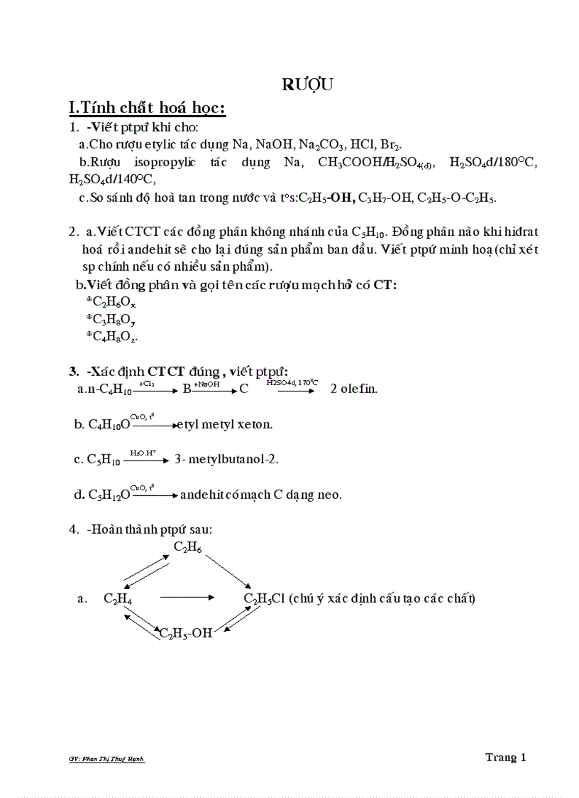 Bai tap Ruou Phenol