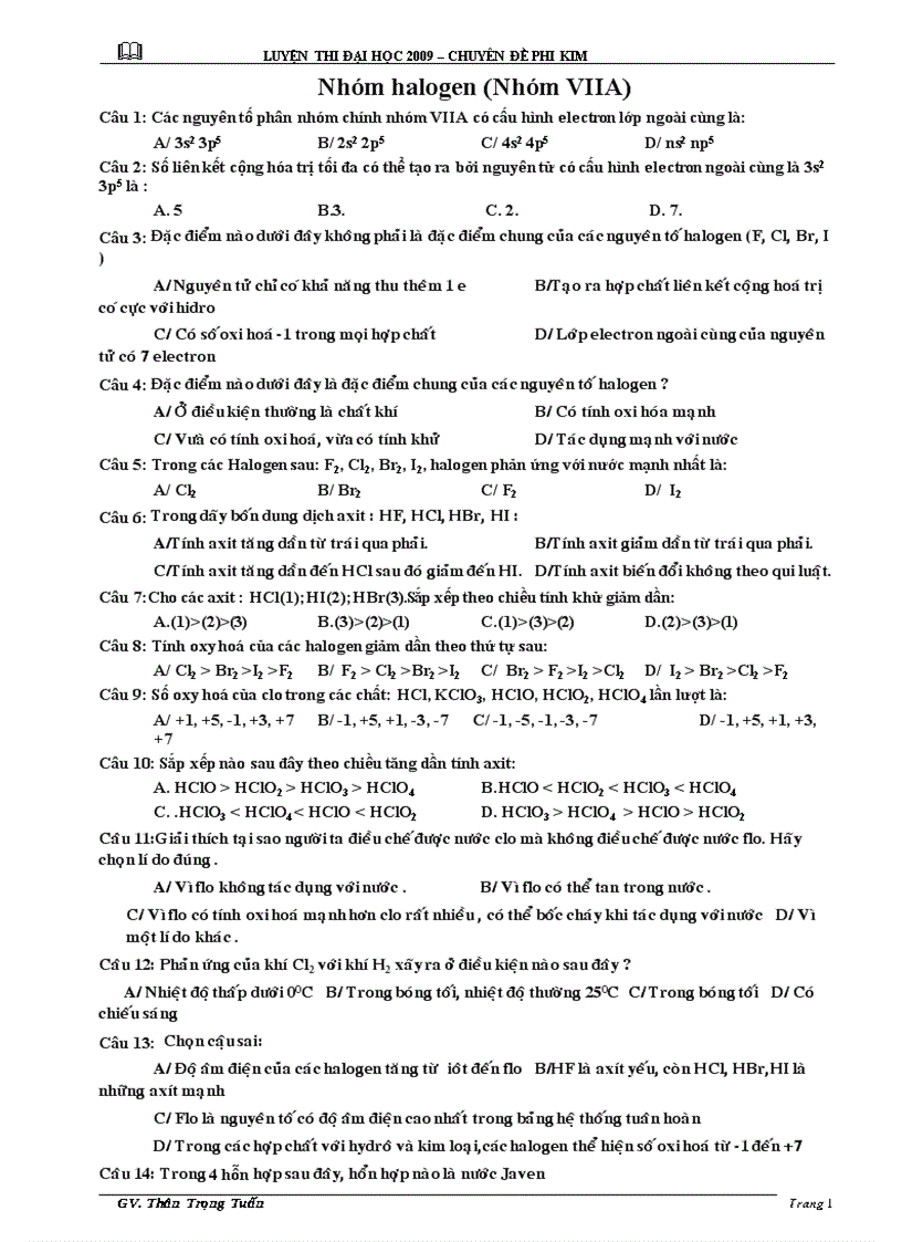 Chuyên đề TN PHI KIM luyệnthi ĐH