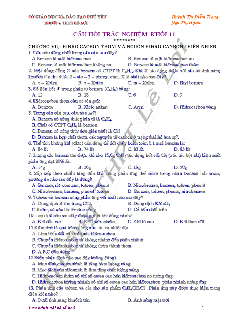 Chuyên đế 1 hóa hữu cơ 11 soạn theo chuyên đề có đáp án tiếp theo