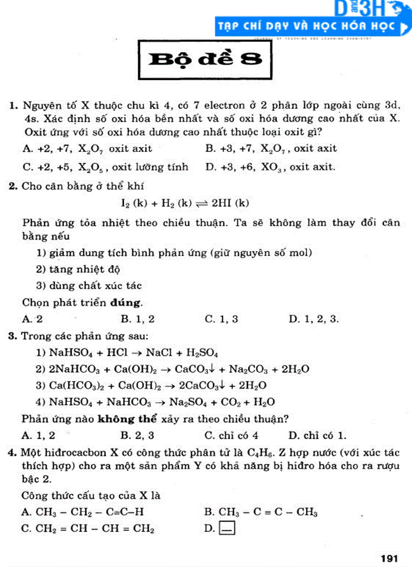 Đề thi thử ĐH số 8 của GS TSKH Nguyễn Thanh Khuyến