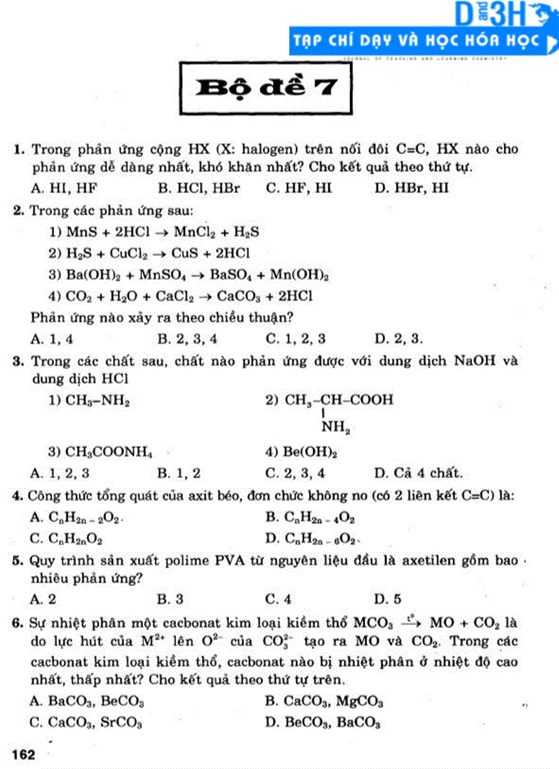 Đề thi thử ĐH số 7 của GS TSKH Nguyễn Thanh Khuyến