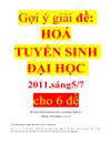 2011 Gợi ý giải HOÁ cho6đề TUYỂN SINH ĐẠI HỌC