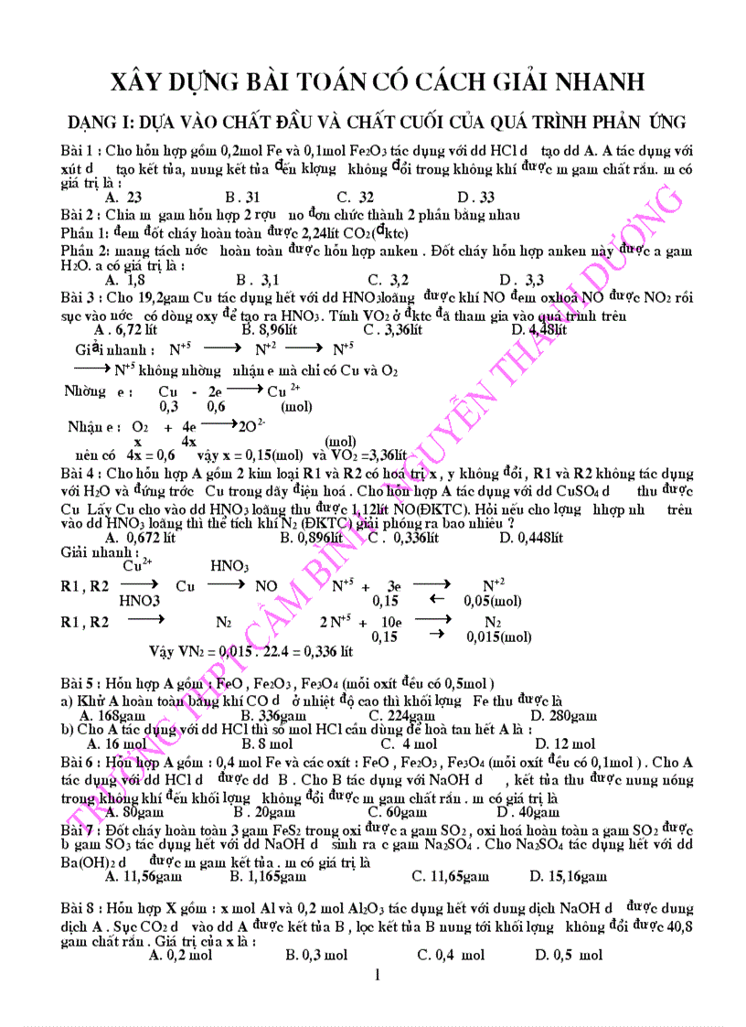 Cac phuong phap giai nhanh bai toan hoa hoc