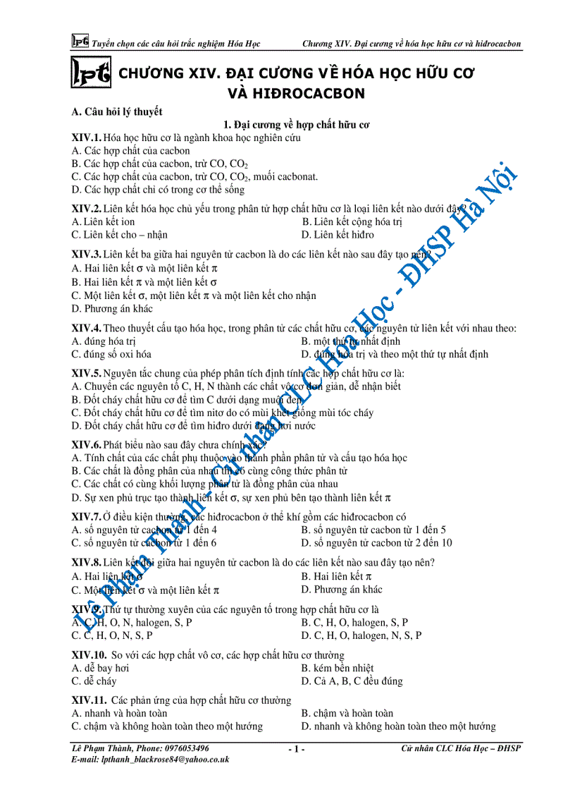 Trắc nghiệm hữu cơ 11 chươmg 4 5 6