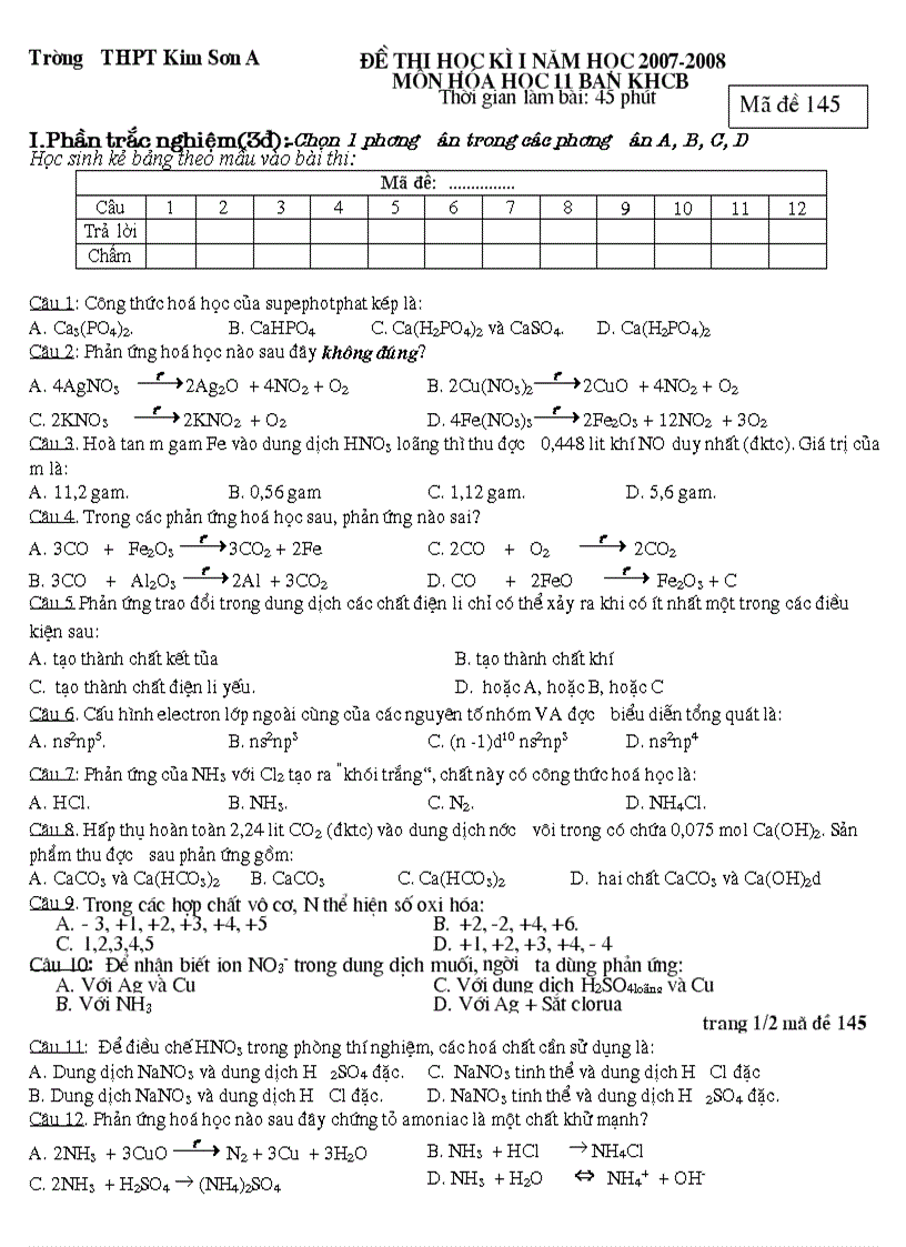 Kiem tra hoa 11cb lan 2