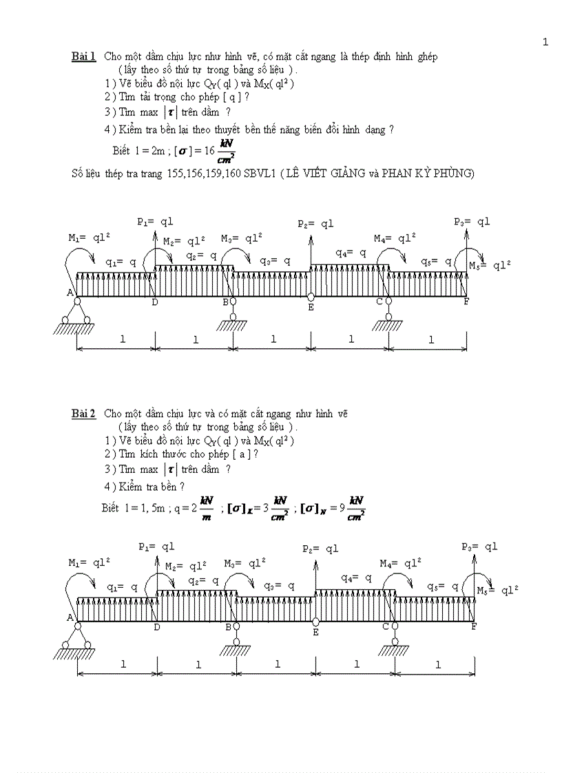 Đề thi môn sức bền vật liêu
