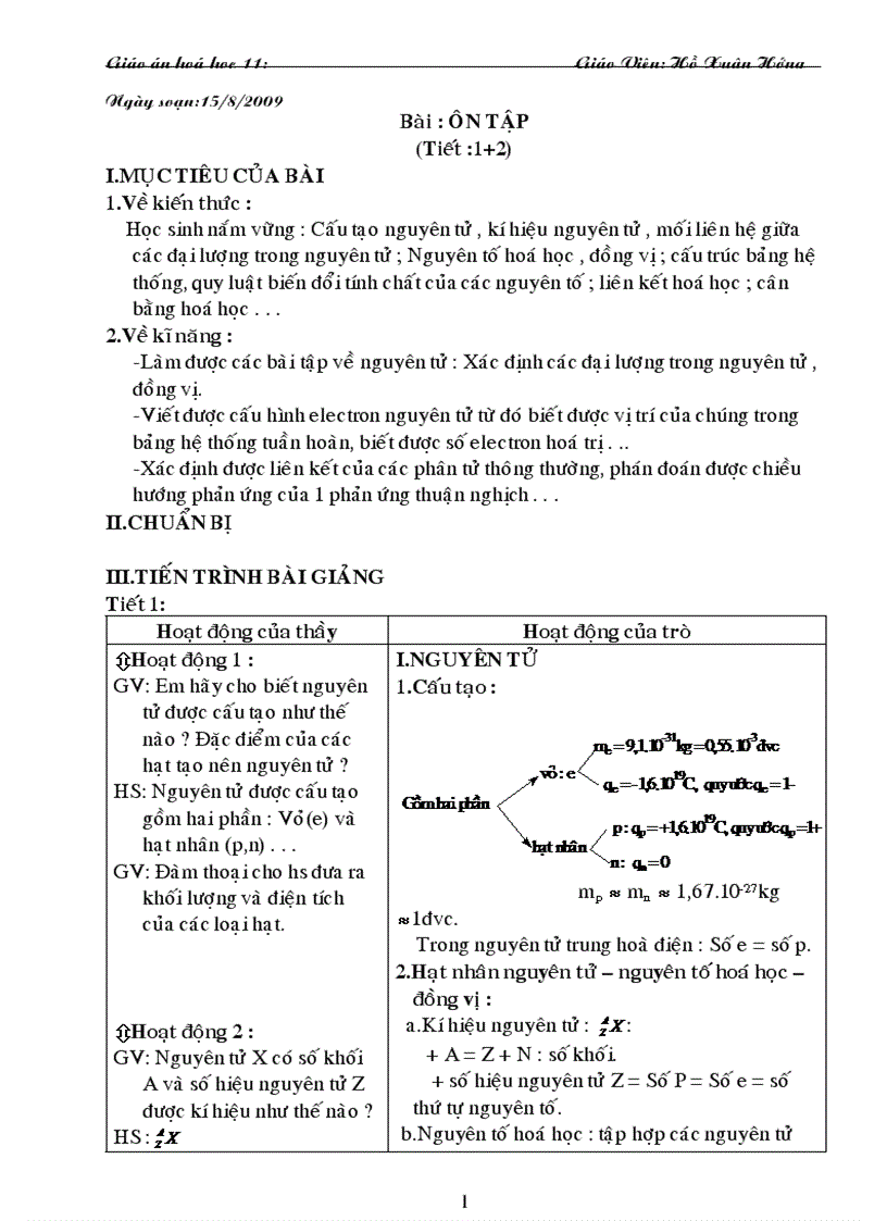 Giáo án 11 cb trọn bộ 1