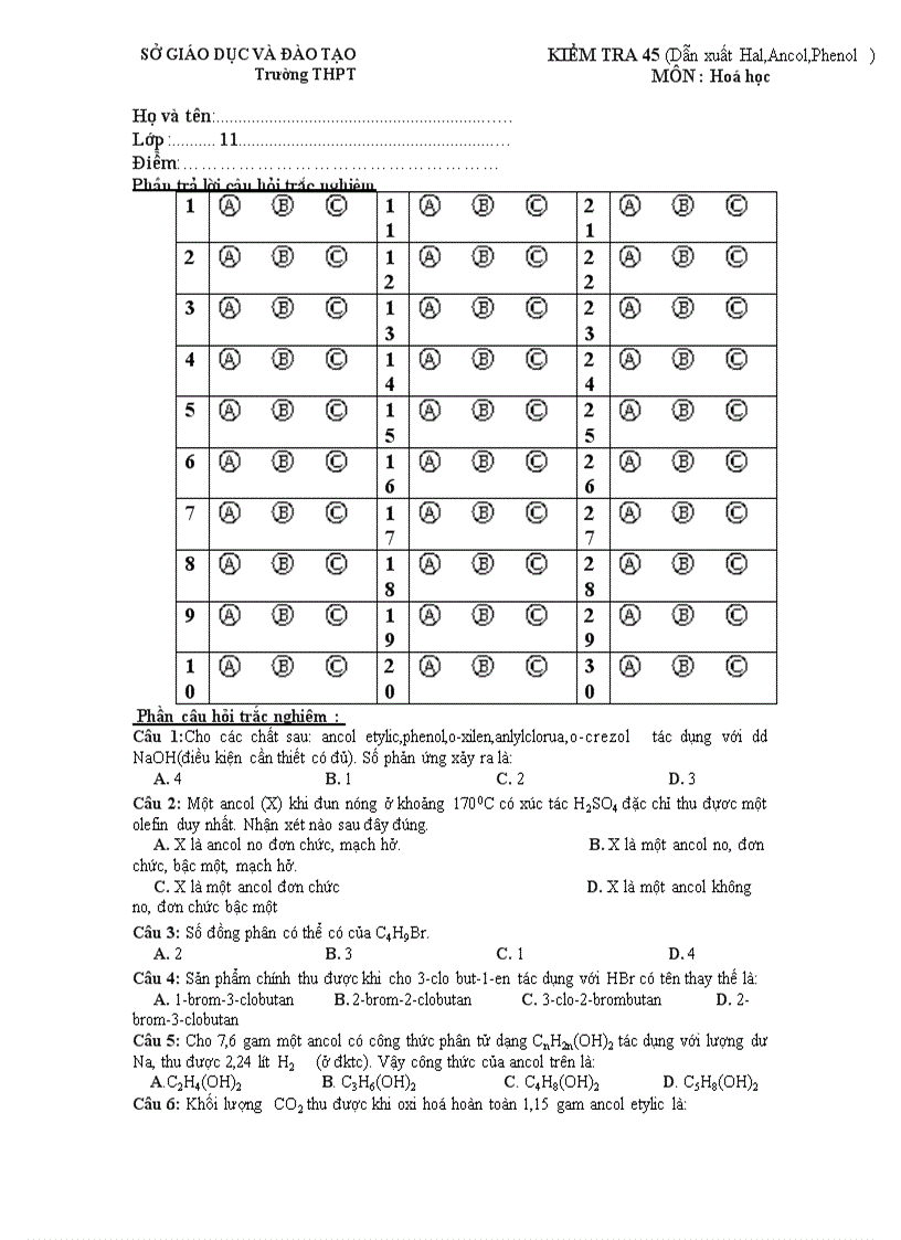 KT 45 chương Dx Hal Ancol Phenol