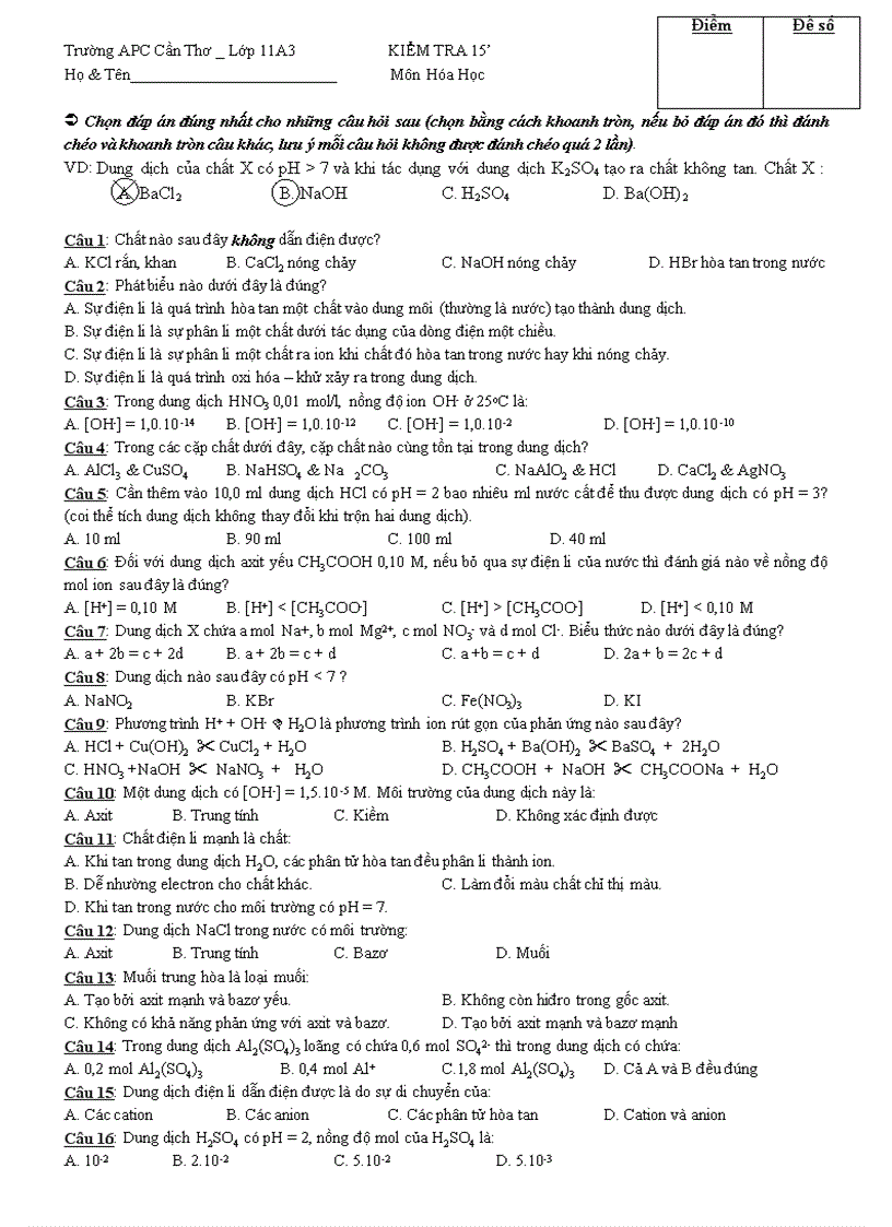 Kiem tra 15 phut chuong su dien li