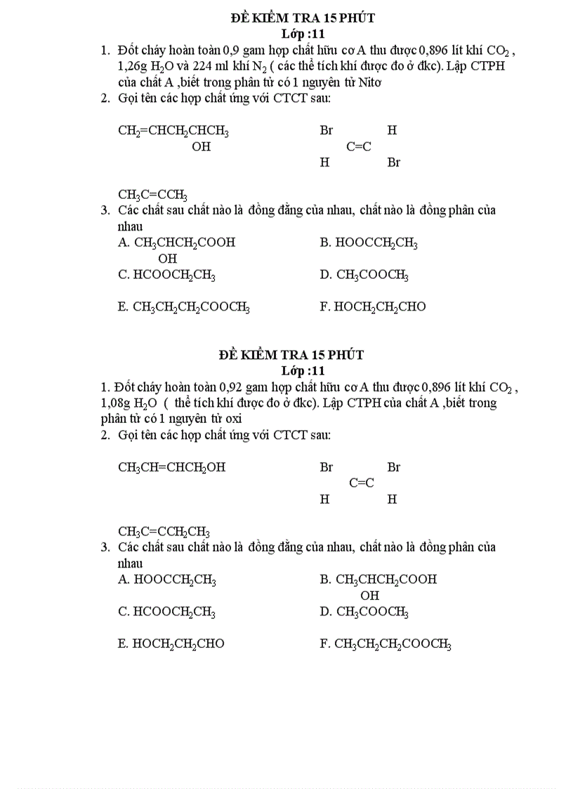 Kiểm tra 15 phút lần 1