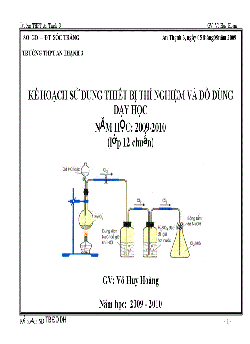 Kế Hoạch Sử Dụng Đồ Dùng DH Hóa 12