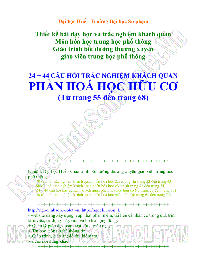 H 68 câu trắc nghiệm hóa học hữu cơ