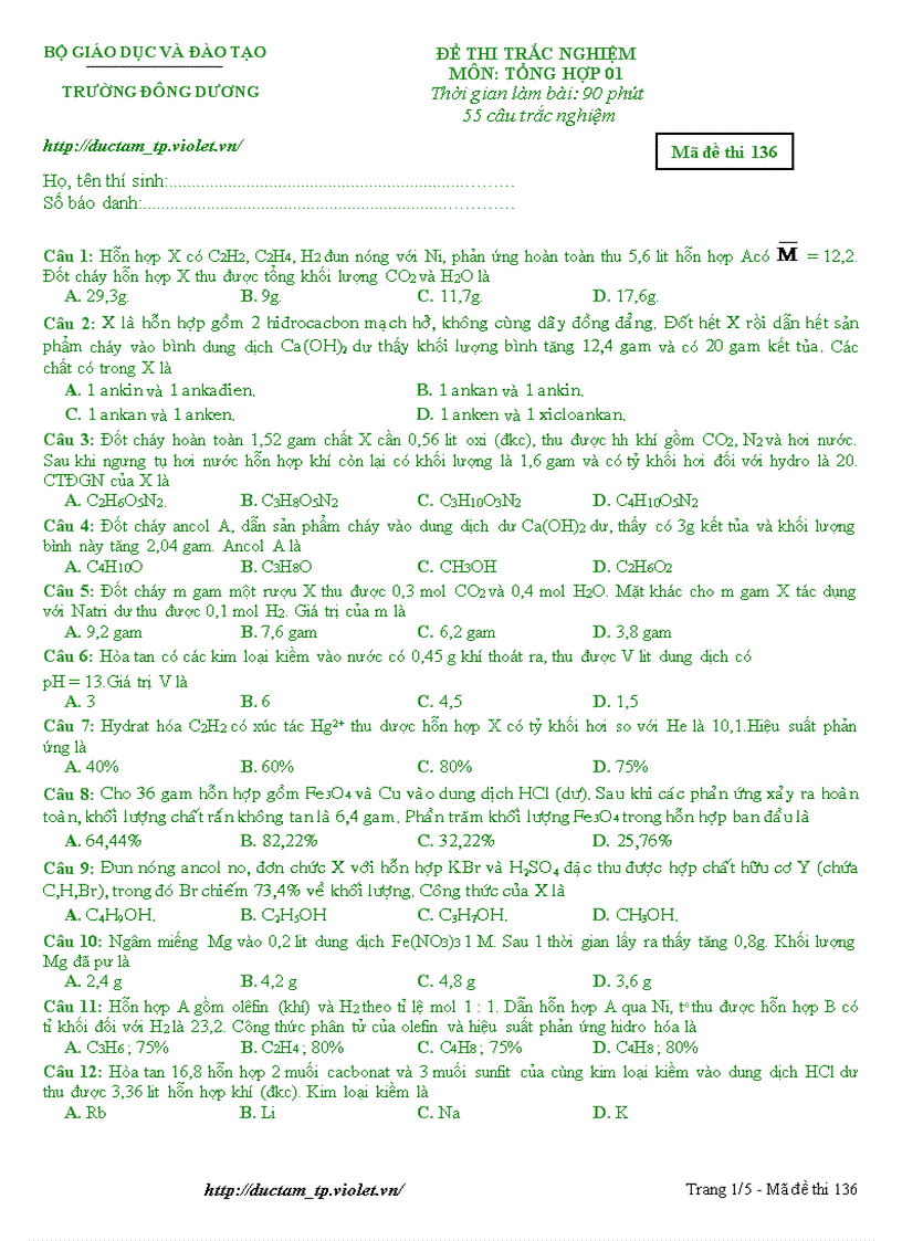 Đề HD Hóa ĐH 2010 số 22