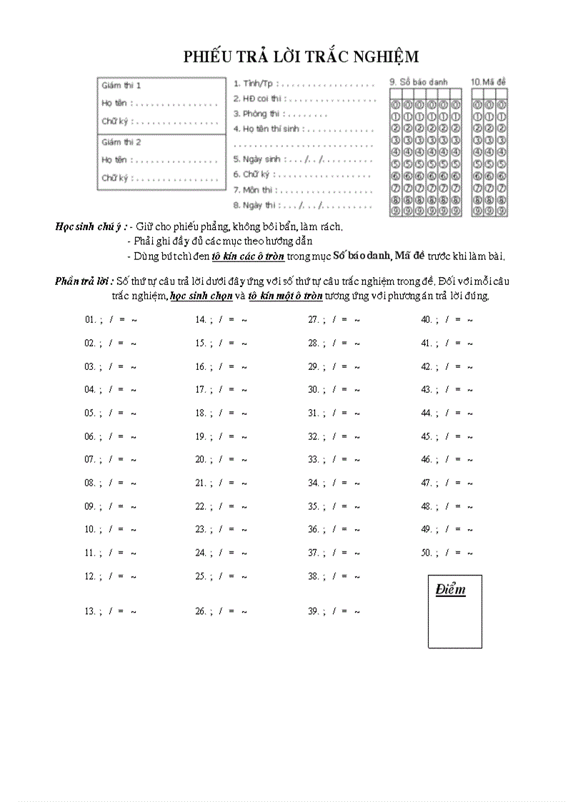 Thi thử đại học lần 1