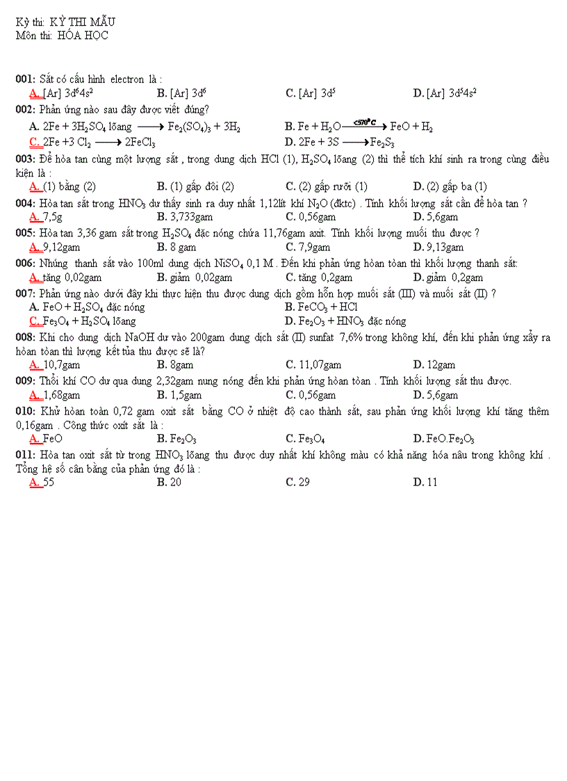 Kiểm tra 15 phần sắt 12 cơ bản