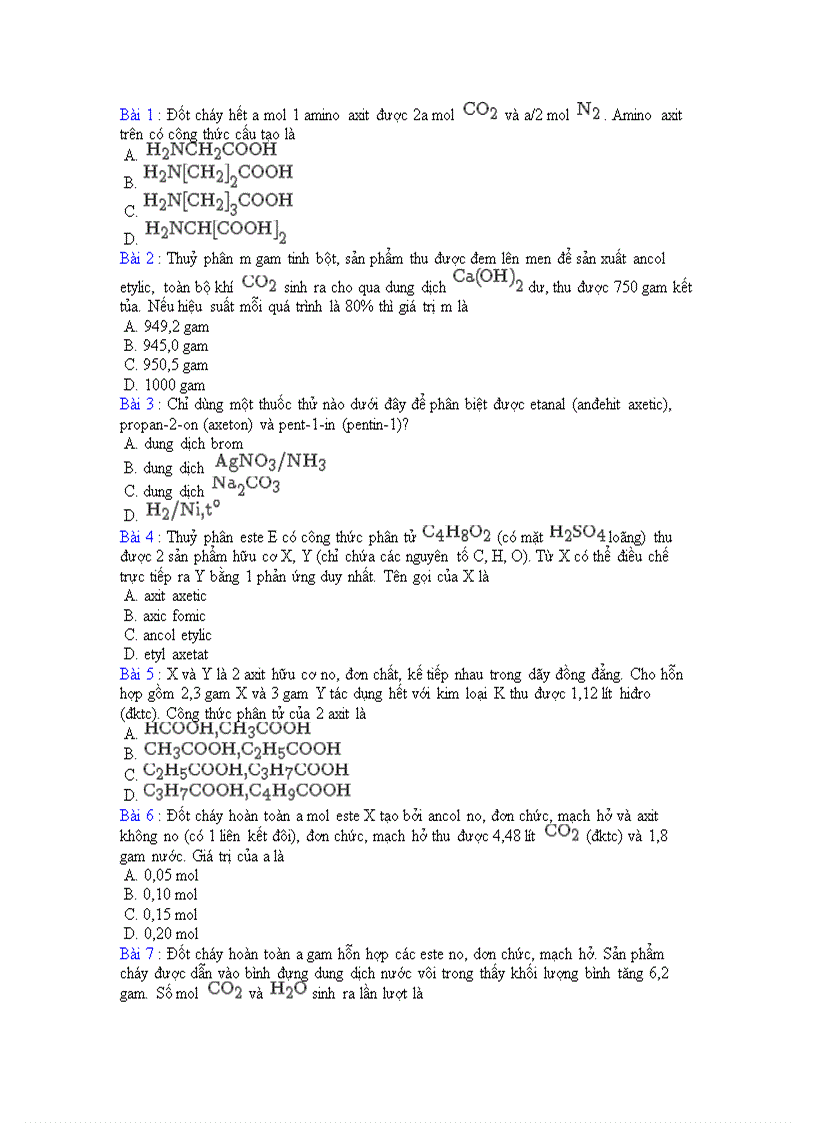 Đề tổng hợp vô cơ và hữu cơ số 6