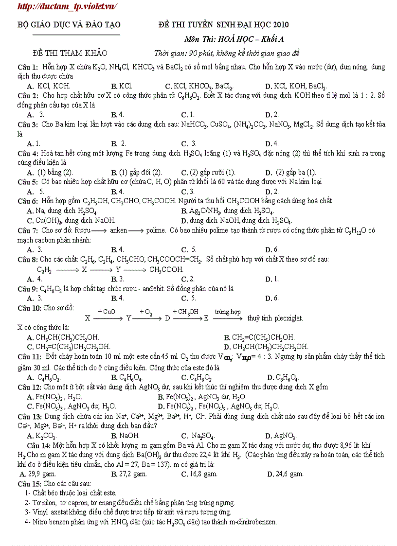 Đề hd hóa 2010 số 56