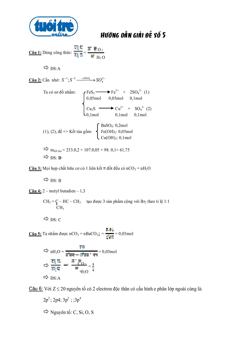 Hướng dẫn giải hóa 5
