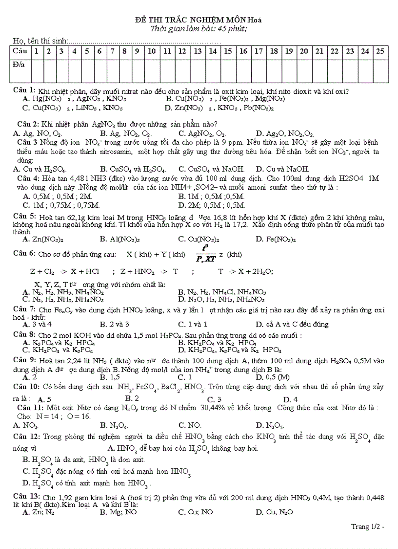 Kiểm tra hóa 11 1