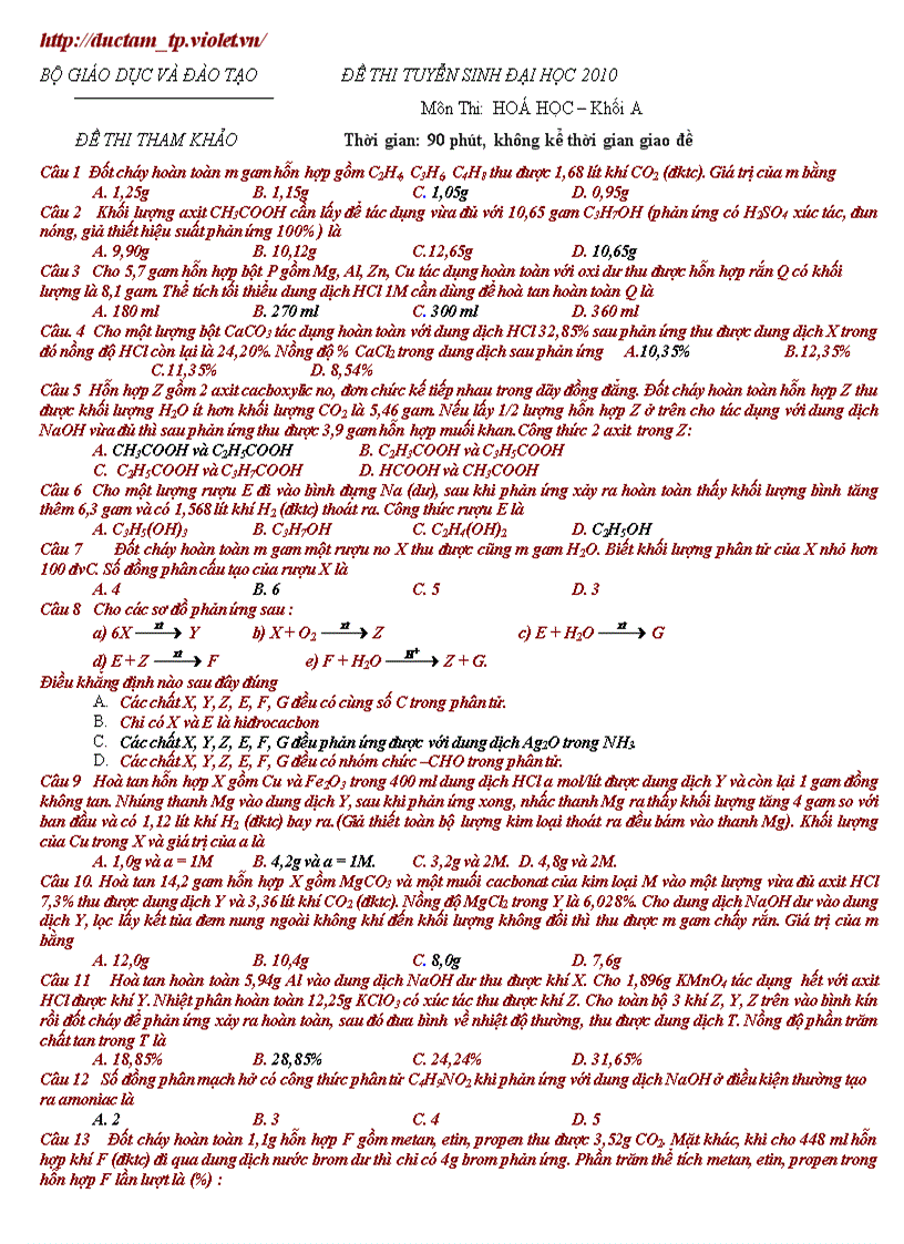 LT cấp tốc Hóa 2010 số 4