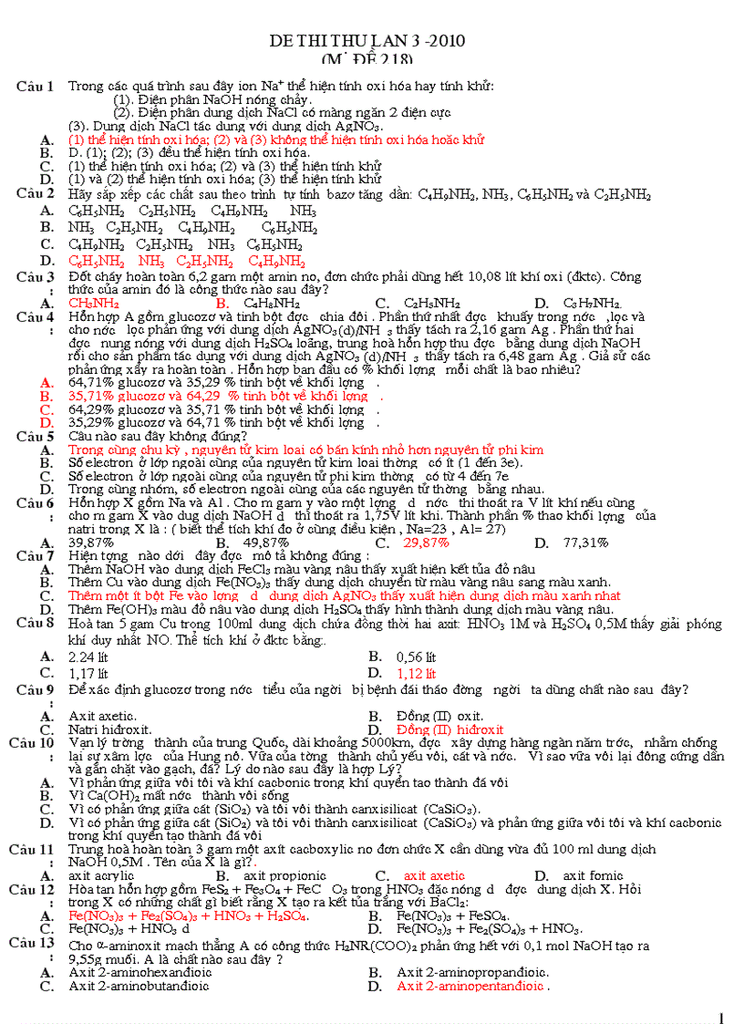 Đề HD Hóa ĐH 2010 số 27