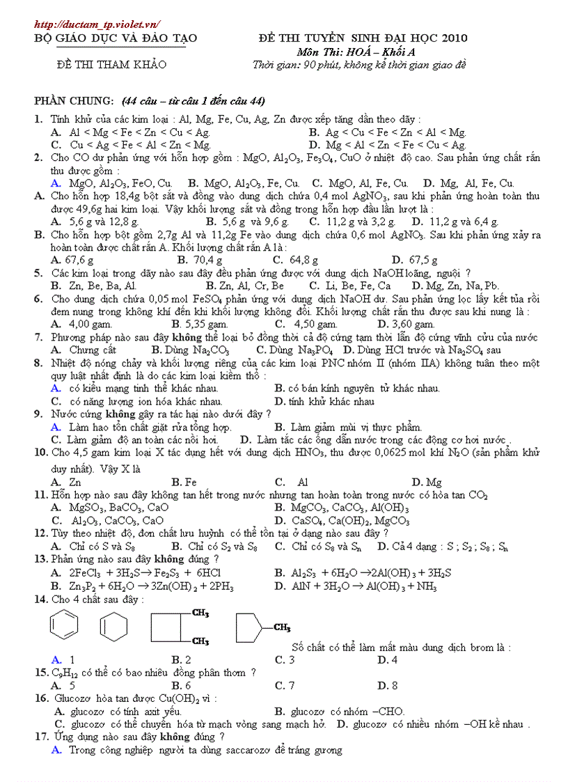 Đề hd hóa 2010 số 16
