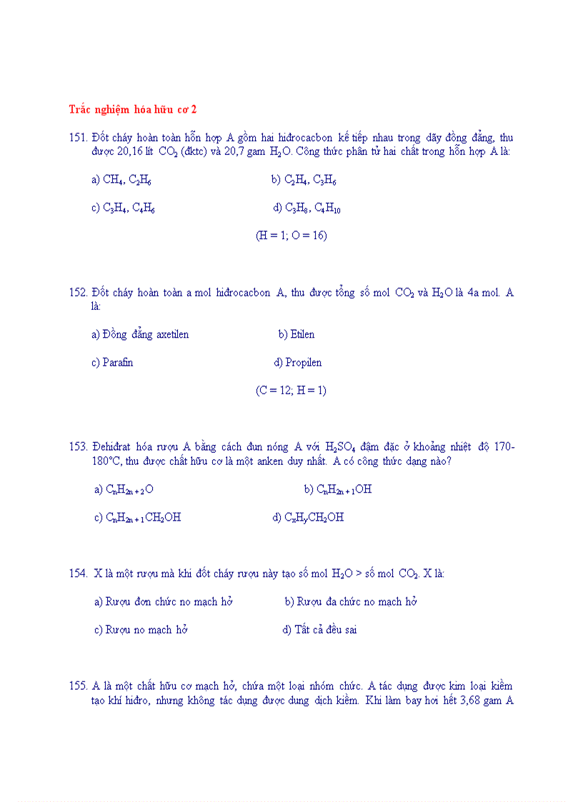 Trac nghiem hoa huu co 2