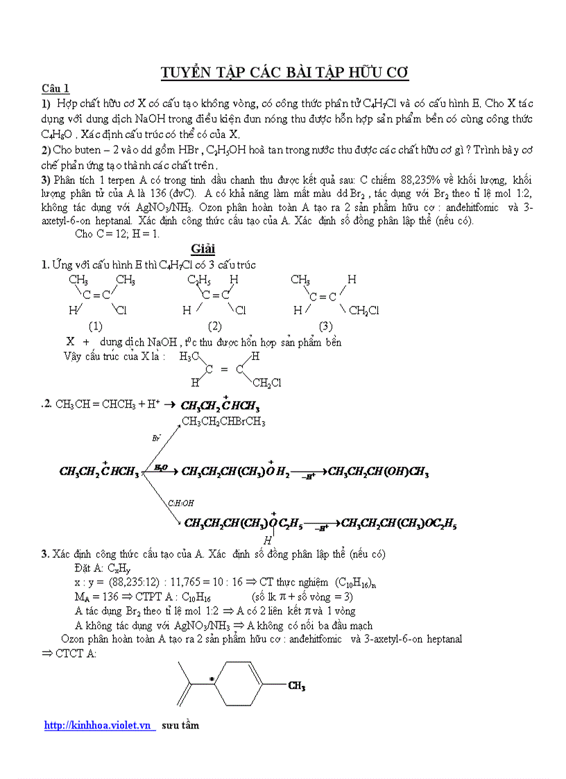 Hóa học hữu cơ 12 BDHSG