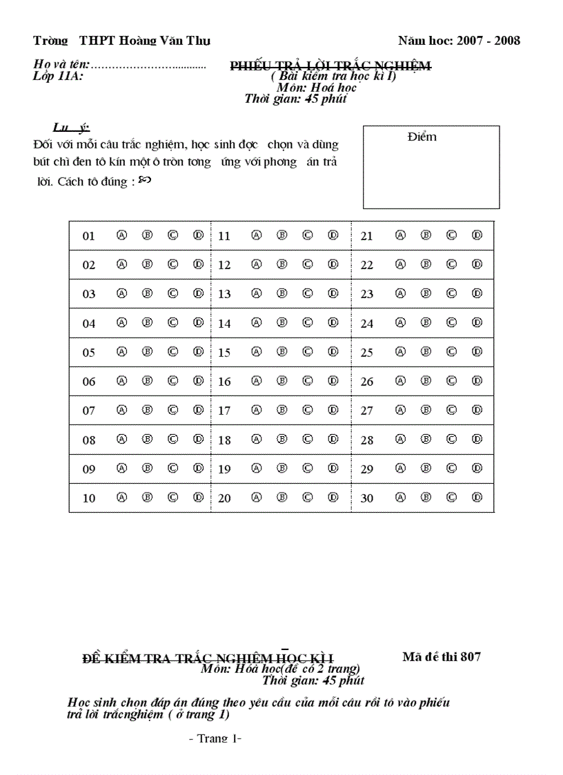 KT học kì I lớp 11 đề 2