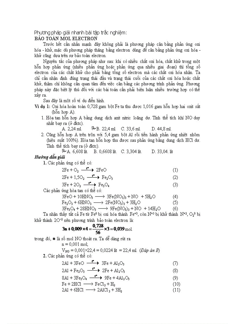 Pp bảo toàn electron giainhanhtn