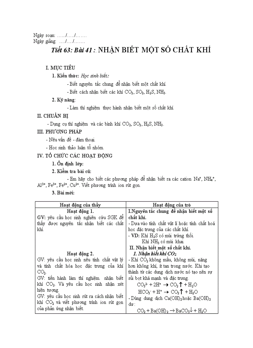 Tiết 63 Bài 41