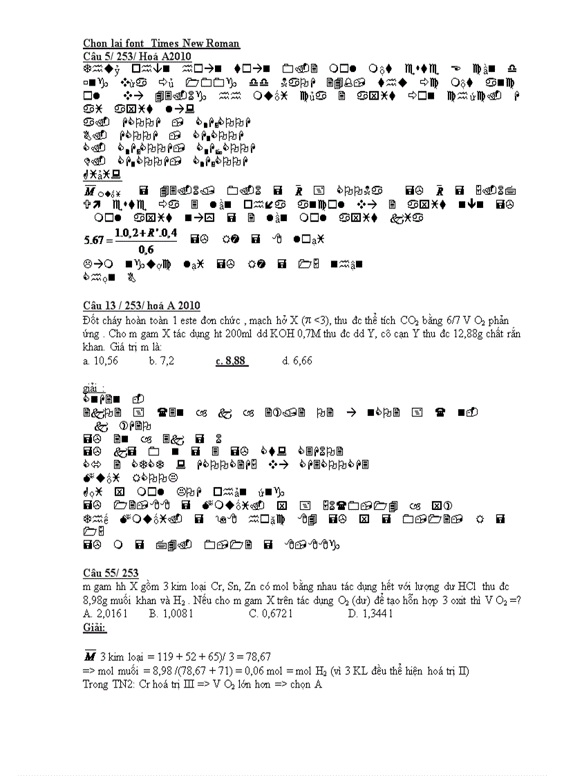 Giải 1 số câu khó đề Hoá 2010