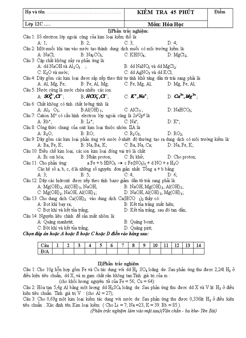 Kiểm tra 12 cb hk2 lần 1