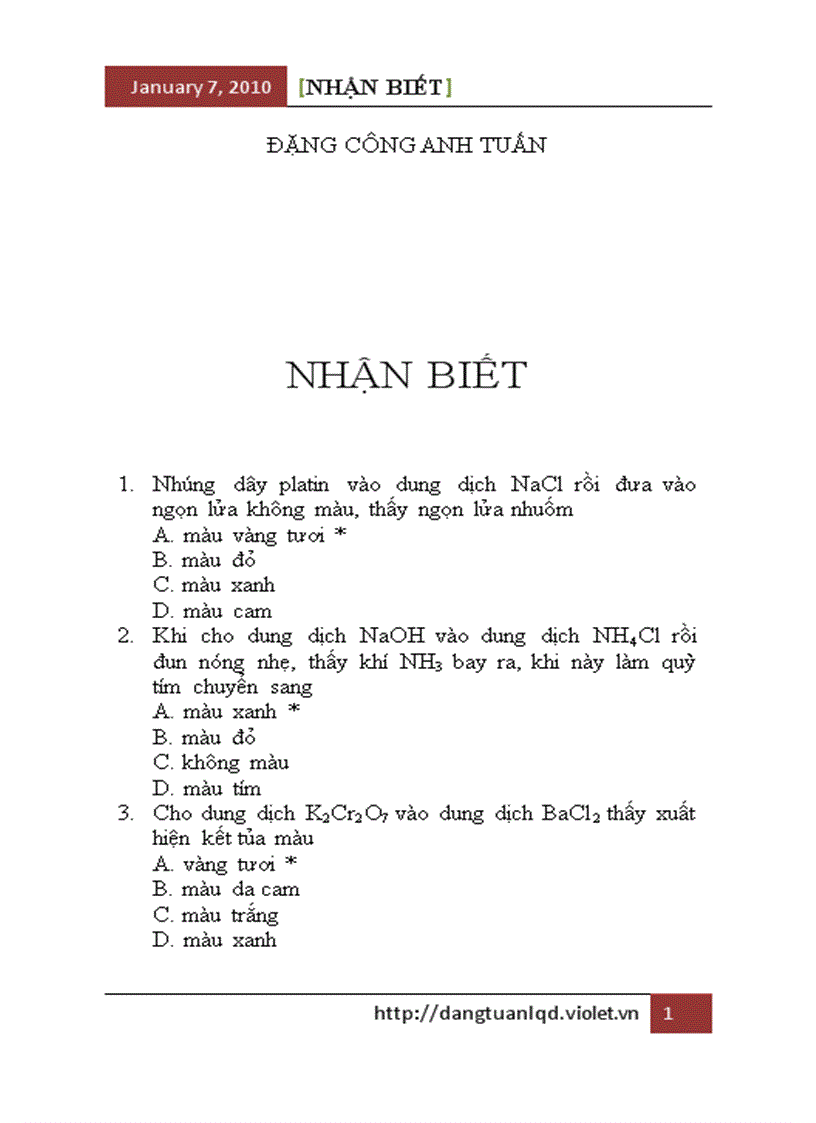 Nhận biết