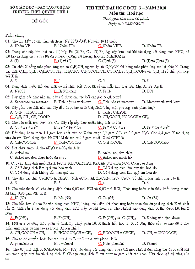 Đề HD Hóa ĐH 2010 số 21
